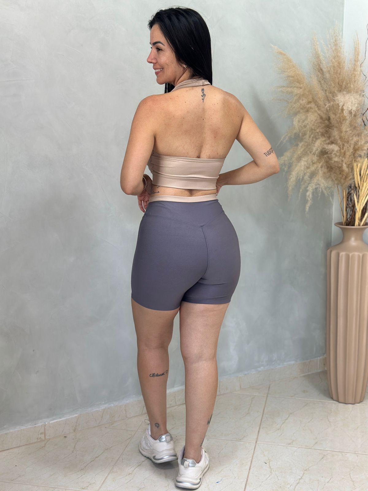 Conjunto short bicolor top frente única -Suplex