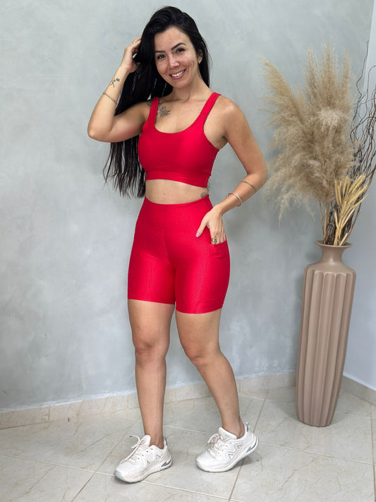 Conjunto short com bolso -Canelado