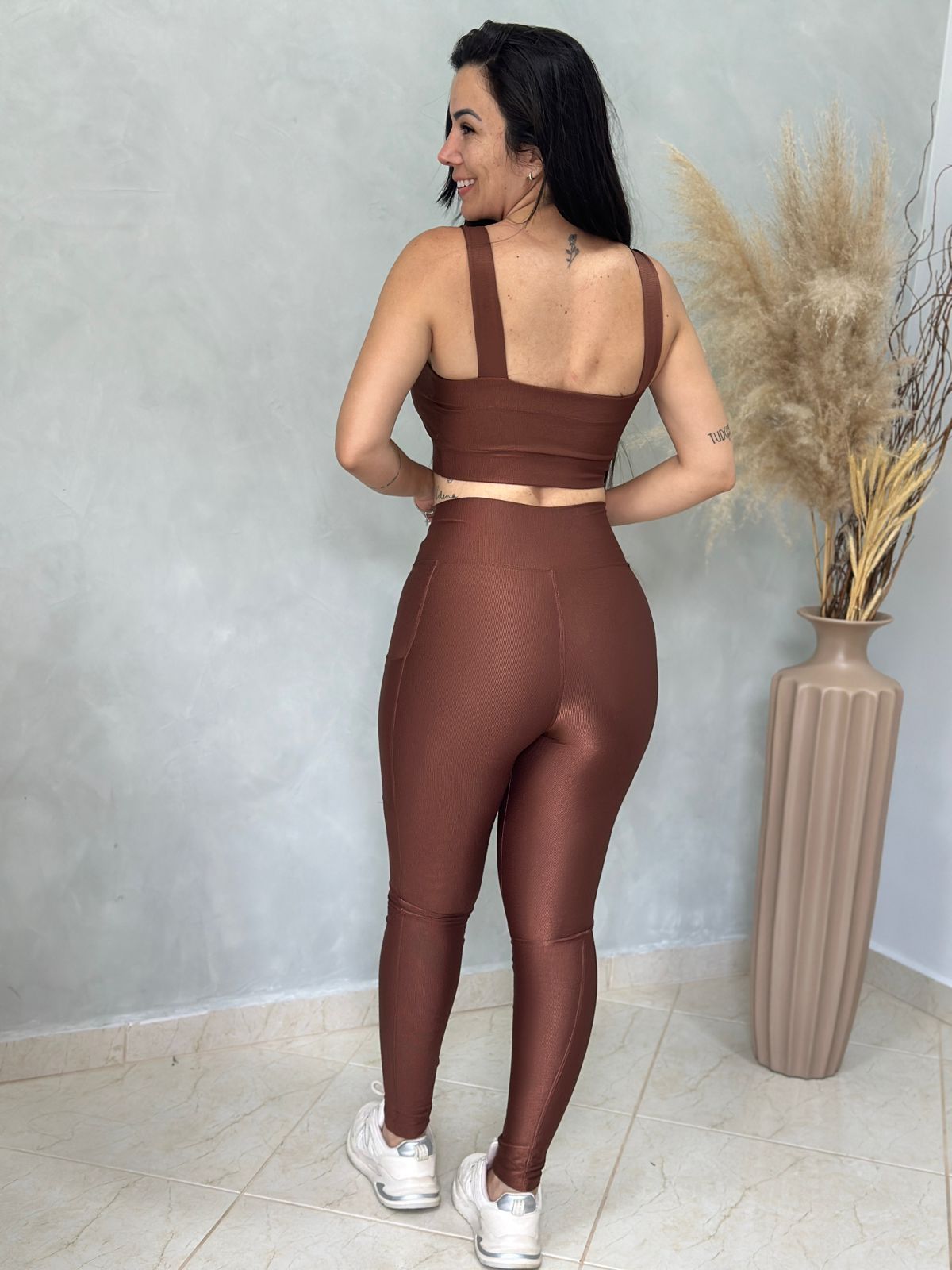 Conjunto calça com bolso -Canelado