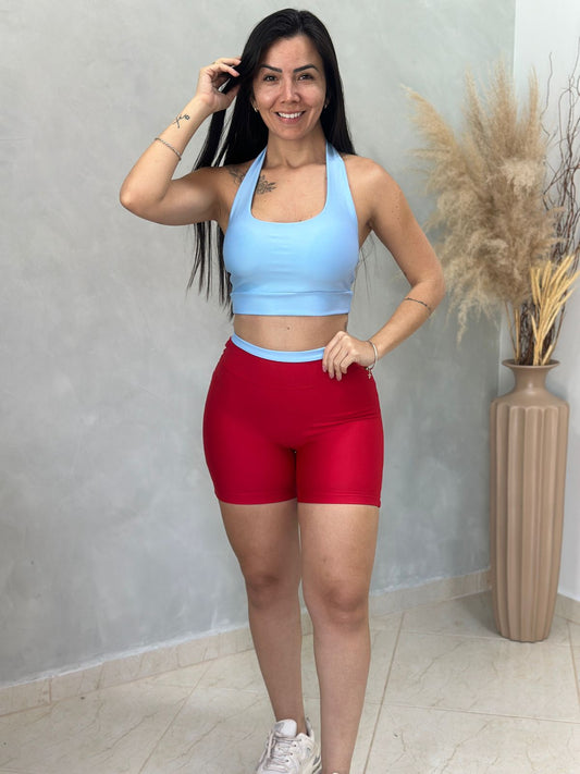 Conjunto short bicolor top frente única -Suplex