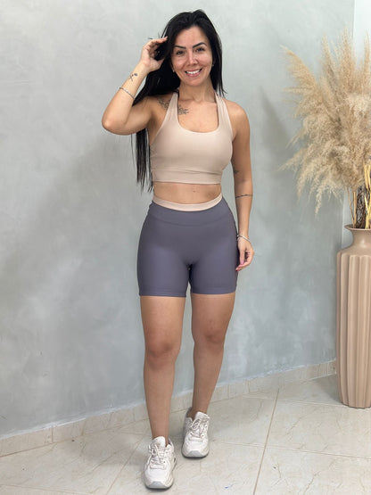 Conjunto short bicolor top frente única -Suplex
