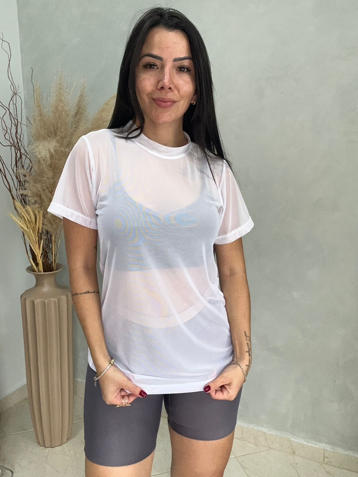 Blusa manga curta -Tule